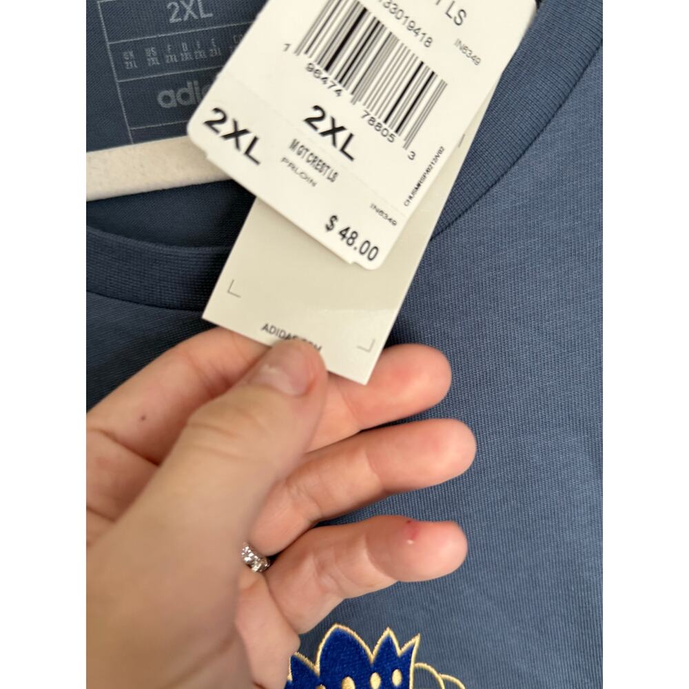 NWT Adidas Men’s Golf Crest Logo Long Sleeve Performance‎ Shirt Blue 2XL - Picture 5 of 14